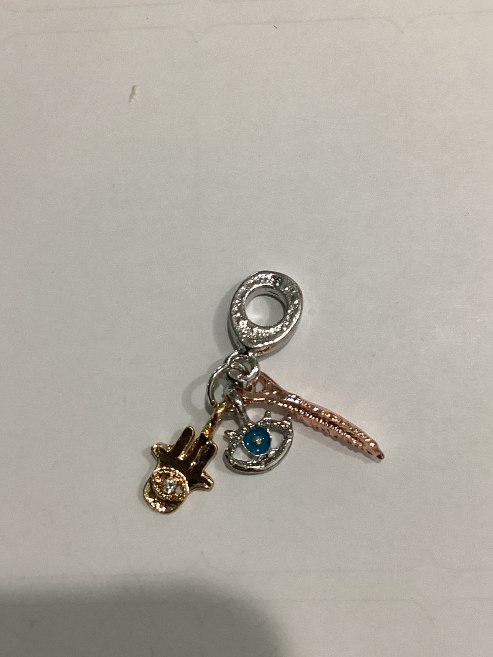 Mixed Metal Hamsa & Evil Eye Dangle Charm